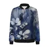 Kvinnors jackor Kvinnor Elegant dragkedja Bomber Floral Print Coat Stand Collar Y2K Estetic Loose Office Retro Outwear