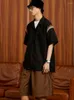 Koszule męskie Kontrast Kolor mężczyzn Summer retro workowate kołnierz wypoczynek wolny japoński styl przystojny zewnętrzny wierzchołek nastolatki guziki