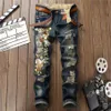 Men's Jeans 2021 Brand Men European American Style Tiger Of Embroidery Knees Holes High Quality Size 29-38 #07952040