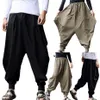 Japanse Casual Katoen Linnen Broek Mannelijke Harembroek Mannen Enkel Gestreepte Jogger Broek Chinese Traditionele Clothe299P