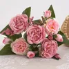 Dekorativa blommor ganska långt livslängd inte visnade bröllopsdekor Fake Peony Bouquet Home Improvement Simulation Flower Faux