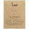 3PCS/Zestaw Dwanaście konstelacji zawieszka Złota Kobieta Naszyjka Projektant biżuterii Srebrny łańcuch Rhinestone Zodiac South Womens Mans Choker Naszyjniki z prezentem karty