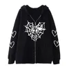 Herenhoodies Heren en Dames Zip Up Vintage Print Top Sweatshirt Cape Maat Medium