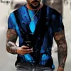 Homens Camisetas Preto e Azul Geométrico 3D Impressão Marselha Jersey 2023 Retro Moletom 90s Verão Rua Moda Personalidade T-shirt