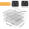 Accessoires d'outils de barbecue Airfryer Grille de rôtissage Remplacement de la friteuse à air Cuiseur vapeur en acier inoxydable Trois supports empilables Gadgets de cuisine 231017