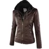 Jaquetas femininas moda inverno jaqueta de couro falso jaquetas básicas femininas com capuz preto fino jaqueta de motocicleta casacos femininos 231016