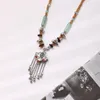 Pendant Necklaces Ethnic Style Ruyi Tassel Imitation Jade Peace Lock Necklace For Women Vintage Beaded Party Jewelry Accessories