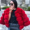 Womens pälsrock 2023 Real Women's Winter Warm Natural High Quality Lan Luxury Fashion 50cm Short Jacket Wholesale Hot 231017