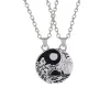 Fashion Round Yin Yang Tai Chi Pendant Lover Necklace Designer South American Alloy Silver Plated Sun Sea Mountain Necklaces Jewelry Valentine's Day Gift 2pcs/Set