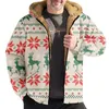メンズフーディーズファッションカジュアルマルチパターンフード付きフリースクリスマスセーターの問題冬のジャケット3xジャケット