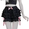 Shorts femininos bonito folho plissado multi-camadas rendas estilo japonês lolita kawaii bloomers loungewear mulheres y2k fada cosplay traje