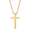 Chaînes en acier inoxydable 316L Design minimaliste Chaîne de perles lisses Pendentif croix pour hommes et femmes Collier personnalisé