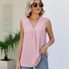 Blouses Femmes Sans Manches Pour Femmes Mode 2023 Débardeurs D'été Femmes Vêtements En Mousseline De Soie Blusas Mujer Haut Femme Rose Vert Noir Blanc