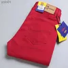 Jeans da uomo 2023 nuovi jeans slim da uomo autunno stile classico pantaloni in denim di cotone elasticità dritta marca vino rosso nero bianco pantaloniL231017