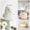Cake Tools 12 Stück Ballon-Topper, runde silberne Kugeln, Cupcake-Topper, Dekoration für Geburtstag, Hochzeit, Abschlussfeier