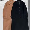 Women's Trench Coat Designer Double-Sided Cashmere Coat Women's Mid Length 2023 New Autumn and Winter High End Hepburn Style Woolen Coat VP3H