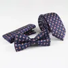 Neck Ties 3PCS Dot Polyester Men's Tie Bowtie and Pocket Square Set Pre-Tied Gift Wedding Business Casual 231013