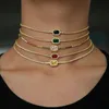 rainbow cz 32 8cm choker necklace for lady women trendy jewelry delicate thin cz tennis chain birthstone diamond fashion jewelry2243