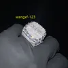 925 zilveren VVS Shining Moissanite ring wit verguld accepteren aangepaste brief hiphop sieraden ring cadeau