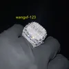 Bague Moissanite brillante en argent 925 VVS, plaquée or blanc, lettre personnalisée acceptée, bijoux Hip-hop, cadeau