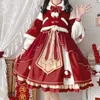 Damesjassen Winterjaar Korte Rode Cape Jas Chinese Stijl Vintage Lolita Verdikte Warme Bontkraag Dames JK Uitloper