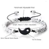 Strand 2pcs/Set 6 mm yin yang tai chi naturalny kamień Bracelet Bracelets dla pary przyjaźń z koralikami bransoletki kobiety męskie prezenty biżuteria