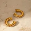 Backs Earrings Uworld Stainless Steel Chunky Huggie Cubic Zirconia Hoop Jewelry For Women Metal Ear-Clip Cuff On Minimalist