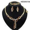 Yulaili Est Dubai Gold Jewelry Sets Red Rhinestone Necklace Earrings Charm Brangle Ring Women Party Jewelery Set Whole213j