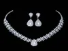 Conjuntos luxuosos de joias de casamento para dama de honra, joias, brincos, colar, conjunto de cristal austríaco, presente inteiro 50763333393894