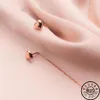 Moda 925 prata esterlina pequena forma de coração declaração cor ouro rosa longa corrente orelha pendurado balançar brincos para women333m