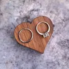 Jewelry Pouches Heart Walnut Wood Ring Box Proposal Engagement Holder Wooden A0NF