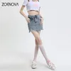 Jupes Zoenova 2023 Y2K Chic Printemps Été Spicy Girls Une ligne Super Shorts Stretch Denim Jupe Fesse Pantalon De Levage Vêtements Micro