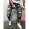 Jeans voor heren Verontruste sneeuwwassing Verfpuntontwerp Potloodbroek Herenmode Slanke Jean Kniegaten Hiphop Denim Straatbroek