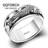 Real Pure 925 Sterling Silver Dragon Rings For Men Rotatable Transfer Luck Vintage Punk Retro Style Anel Masculino Aneis Y1124240L