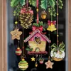 Muurstickers Vrolijk Kerstfeest Grenen Toren Cabine Huis voor Vensterglas Kleeft Jaar Huis Decoratieve Stickers PVC 231017