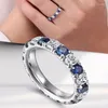 Trouwringen CAOSHI Mode Helderblauw/Wit Zirkonia Ring Dame Verlovingsceremonie Sieraden Stijlvol Veelzijdig Vingeraccessoires Cadeau