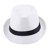 Berets Men Kids Jazz Hat Old Man Cap Krótki Brim Solidny kolor Cuban Panama Słońce oddychane Fedora Summer Słomka