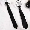 Cravates 2/1 PC cravates étudiant rétro noir soyeux étroit cou cravate mince lisse femmes fermeture éclair cravate décontracté élégant tout-match à la mode unisexe L231017
