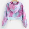 Dames sexy bedrukt paars crop hoodies lange mouw korte sweatshirt hoodie trui tops sudadera mujer trui