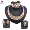 Women Luxury Dubai Gold Color Butterfly Necklace Earring Ring Bangle Wedding Party Costume Accessories Jewelry Set