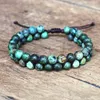 Charm Bracelets Double Layer 6mm African Jasper Braided Bracelet Women Men Friendship Strand Handmade Jewelry