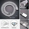 Luxury Men Hip Hop Jewelry 14mm 925 Sterling Silver Micro Paled 3 Rows VVS Moissanite Iced Out Cuban Link Chain Necklace