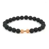 Bracelets de charme Fitness Barbell Noir Onyx Mat Pierre Perles Mode Haltère Femmes Hommes Cadeau 2023 Mujer Pulseras