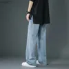 Jeans pour hommes printemps et été nouveau Style est mince jean déchiré mode de rue coréenne pantalon en Denim ample Baggy bleu pantalon décontracté L231017