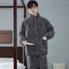 Męska odzież sutowa 2024 Zima ciepłe wysokie kołnierze zestaw piżamy zagęszczony odzież domowa dla mężczyzn Coral polarowa odzież nocna ubrania domowe duże rozmiar