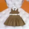 abito canotta di moda di marca per ragazza Decorazione cintura bianca Abito per bambini Taglia 110-160 CM Lettera Fiore Stampa completa Gonna bambino Sep20