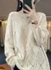 Suéteres femininos aliselect moda oco out merino lã cashmere mulheres camisola de malha opescoço manga longa pulôver top