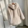 Pelliccia da donna moda finto inverno maglione allentato donna spesso caldo cappotto di pelliccia visone impermeabile con cerniera di media lunghezza