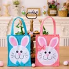 Easter Storage Bags Rabbit Pattern Gifts Handbags Embroidery Bunny Candy Bags with Handles Kids Spring Event Shopping Totes Q652