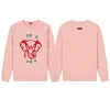 Enzo Nouveau Pull Tête d'éléphant Broderie Mode Pull à Manches Longues pour Hommes et Femmes Couple Pulls décontractés Pull en Coton Terry Top vêtements